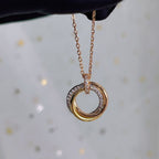 ??MIRA?¡¥TRINITY NECKLACE SILVER GOLD PINK GOLD DIAMONDS