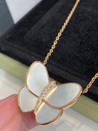 ??MIRA?¡¥BUTTERFLY GOLD MOP DIAMOND NECKLACE