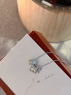 ??MIRA?¡¥PERLEE DOUBLE PENDANT SILVER DIAMOND NECKLACE