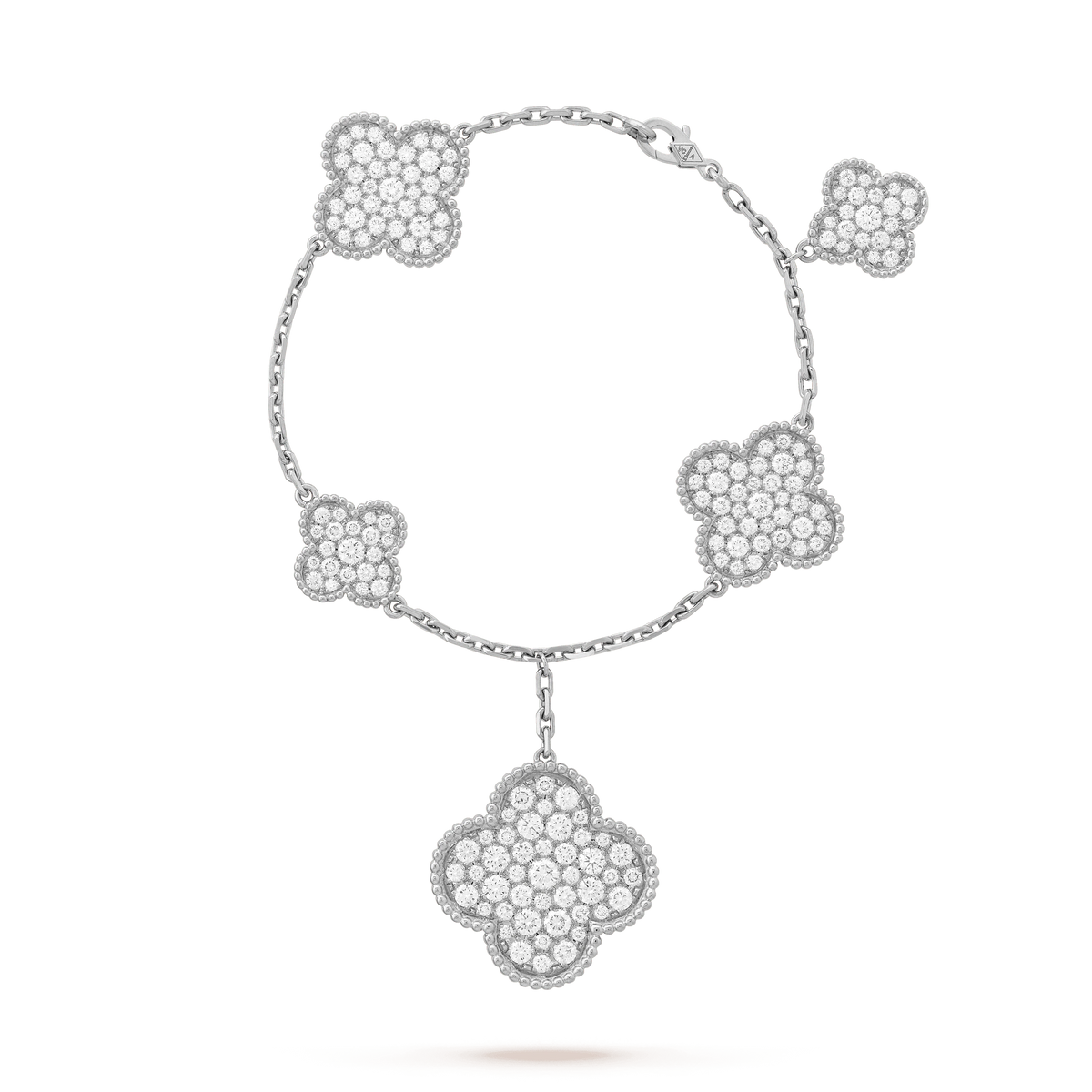??MIRA?¡¥CLOVER 6 MOTIFS SILVER DIAMOND BRACELET