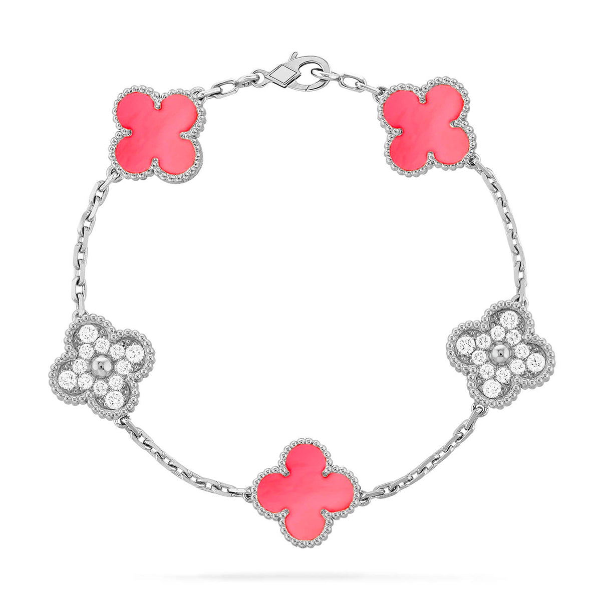 [MIRA]New  CLOVER 5 MOTIFS  PINK MOP BRACELET COLLECTION