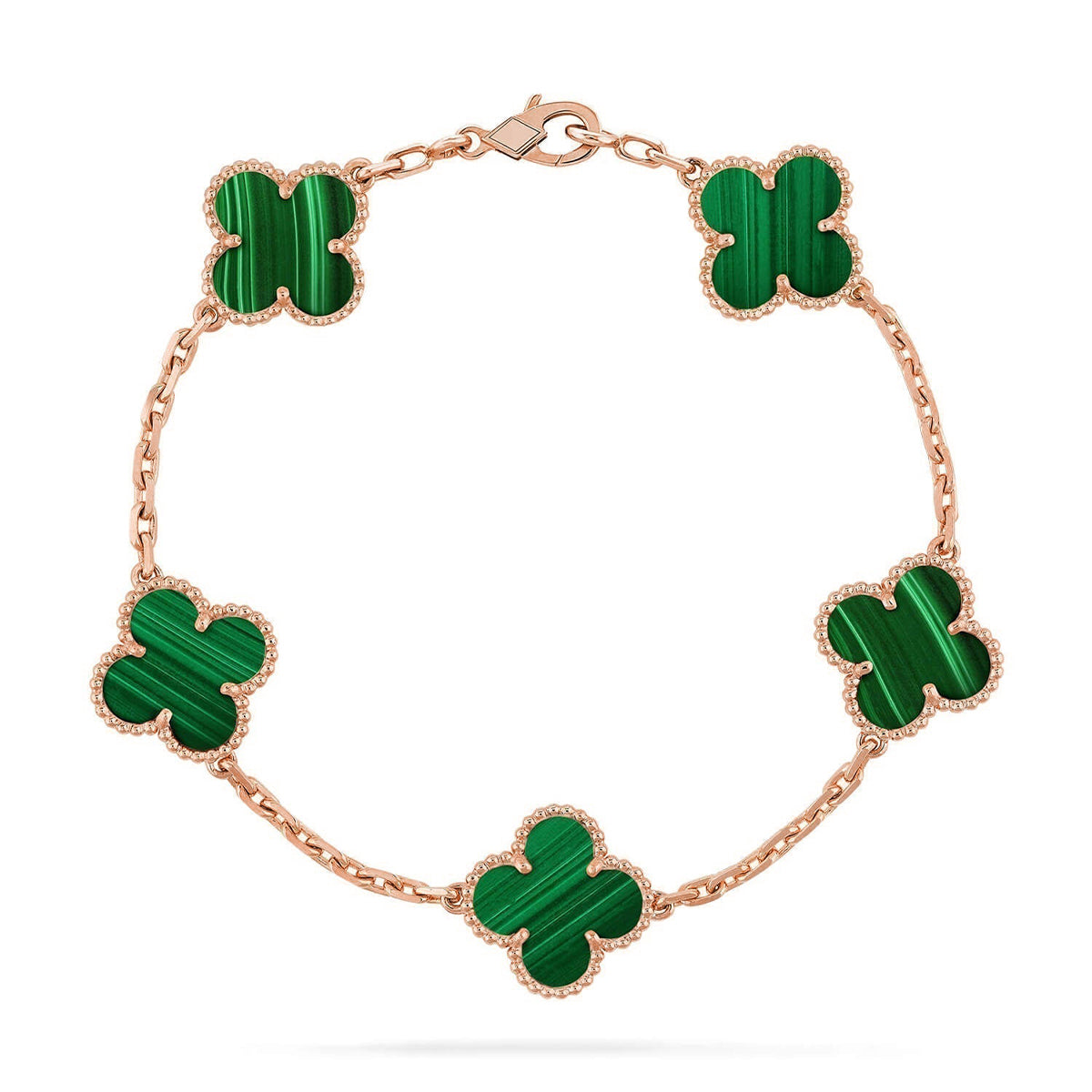 [MIRA]New  CLOVER 5 MOTIF MALACHITE BRACELET COLLECTION