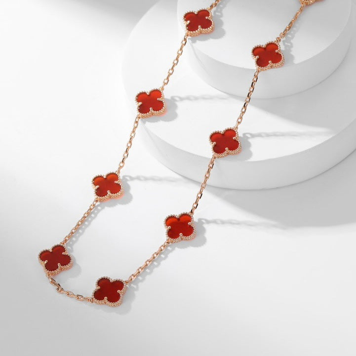 ??MIRA?¡¥CLOVER 10 MOTIFS CARNELIAN NECKLACE