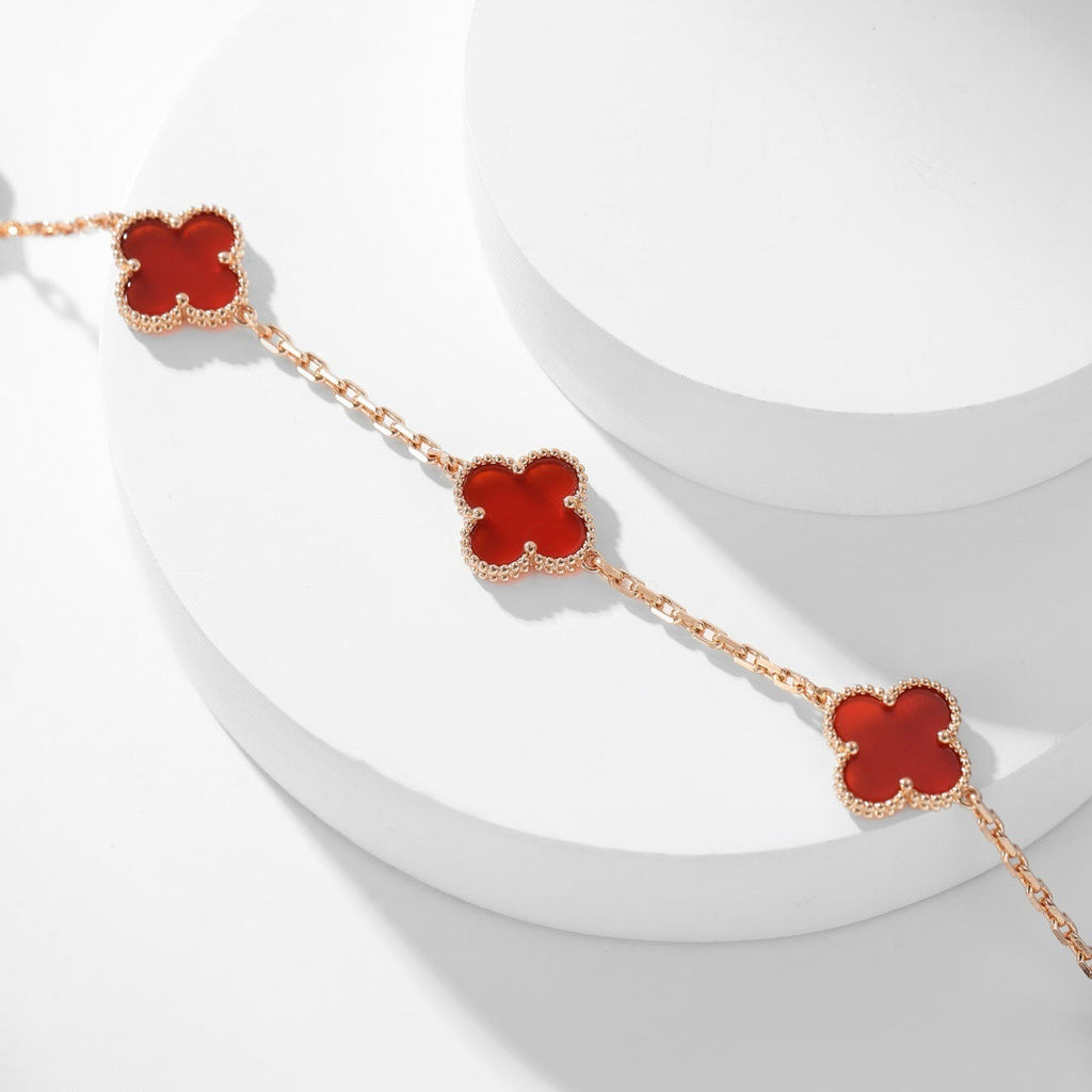 ??MIRA?¡¥CLOVER 10 MOTIFS CARNELIAN NECKLACE