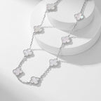 ??MIRA?¡¥CLOVER 10 MOTIFS WHITE MOTHER OF PEARL NECKLACE