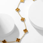 ??MIRA?¡¥CLOVER 10 MOTIFS TIGER EYE NECKLACE