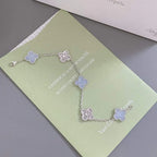 [MIRA]New  CLOVER 5 MOTIF PURPLE CHALCEDONY BRACELET COLLECTION
