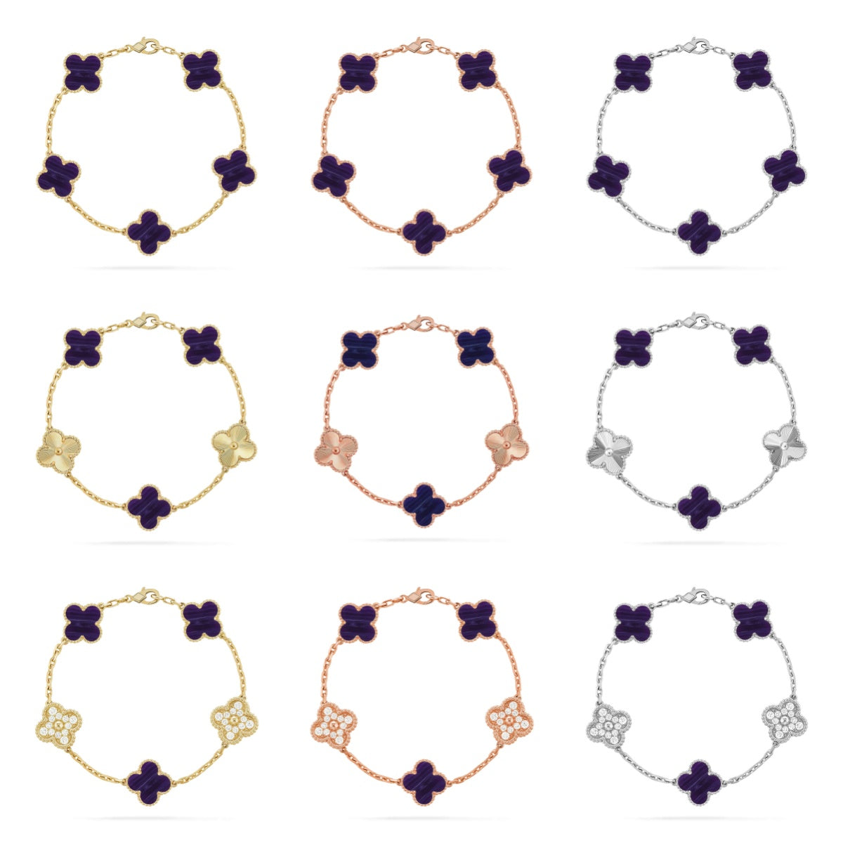 [MIRA]New CLOVER 5 MOTIF PURPLE STRIPES BRACELET COLLECTION