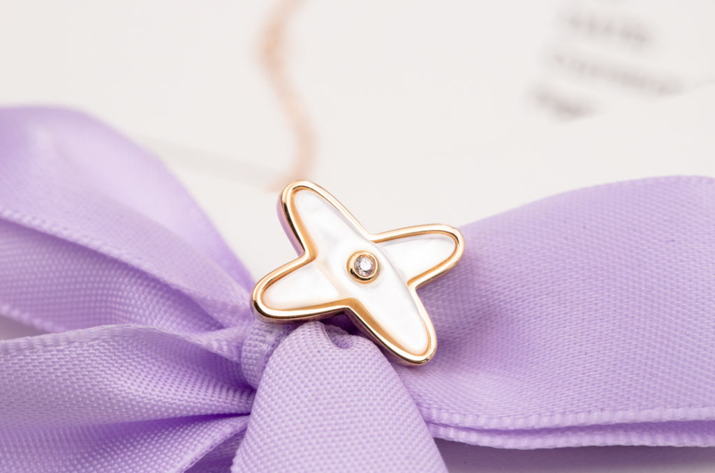 ??MIRA?¡¥JEUX DE WHITE MOP PINK GOLD DIAMOND EARRINGS