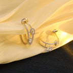 [MIRA] CREOLES MY TWIN 2 RANGS SILVER DIAMOND EARRINGS