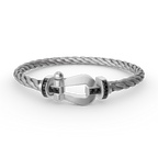 ??MIRA?¡¥FORCE LARGE HORSESHOE BLACK DIAMOND BRACELET SILVER