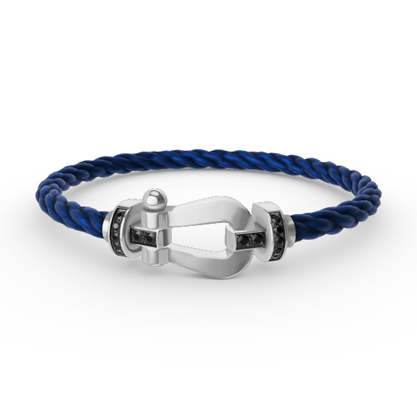 ??MIRA?¡¥FORCE LARGE HORSESHOE BLACK DIAMOND BRACELET SILVER