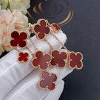 ??MIRA?¡¥CLOVER EARRINGS CARNELIAN 4 MOTIFS PINK GOLD