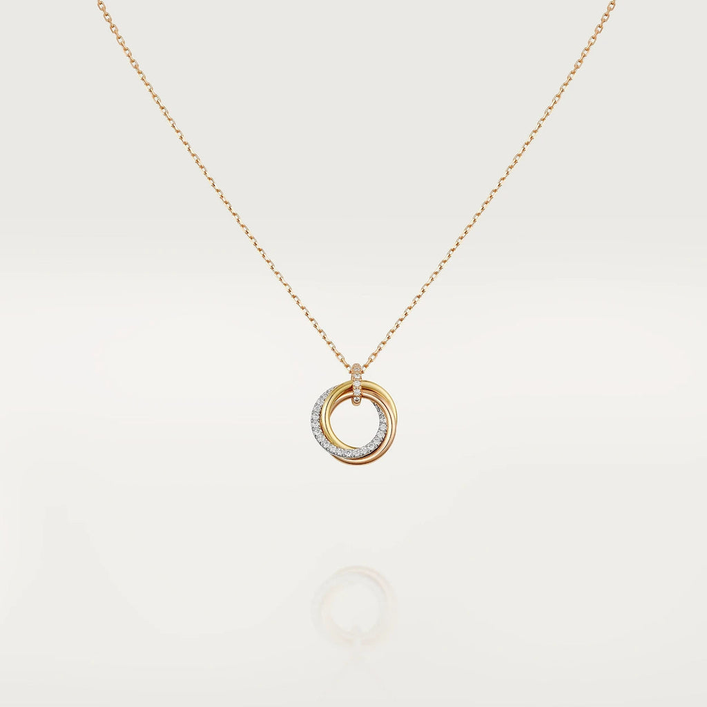 ??MIRA?¡¥TRINITY NECKLACE SILVER GOLD PINK GOLD DIAMONDS